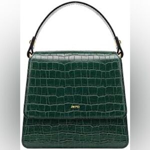 JW PEI Green Croc-Embossed Handbag